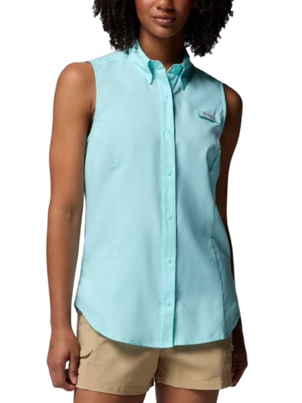 Columbia | Women's Sleeveless Mint Turquoise Button-Front Shirt | S
